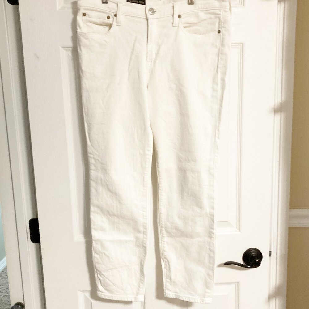 J. Crew Cropped Reid White Denim Jeans Size 31